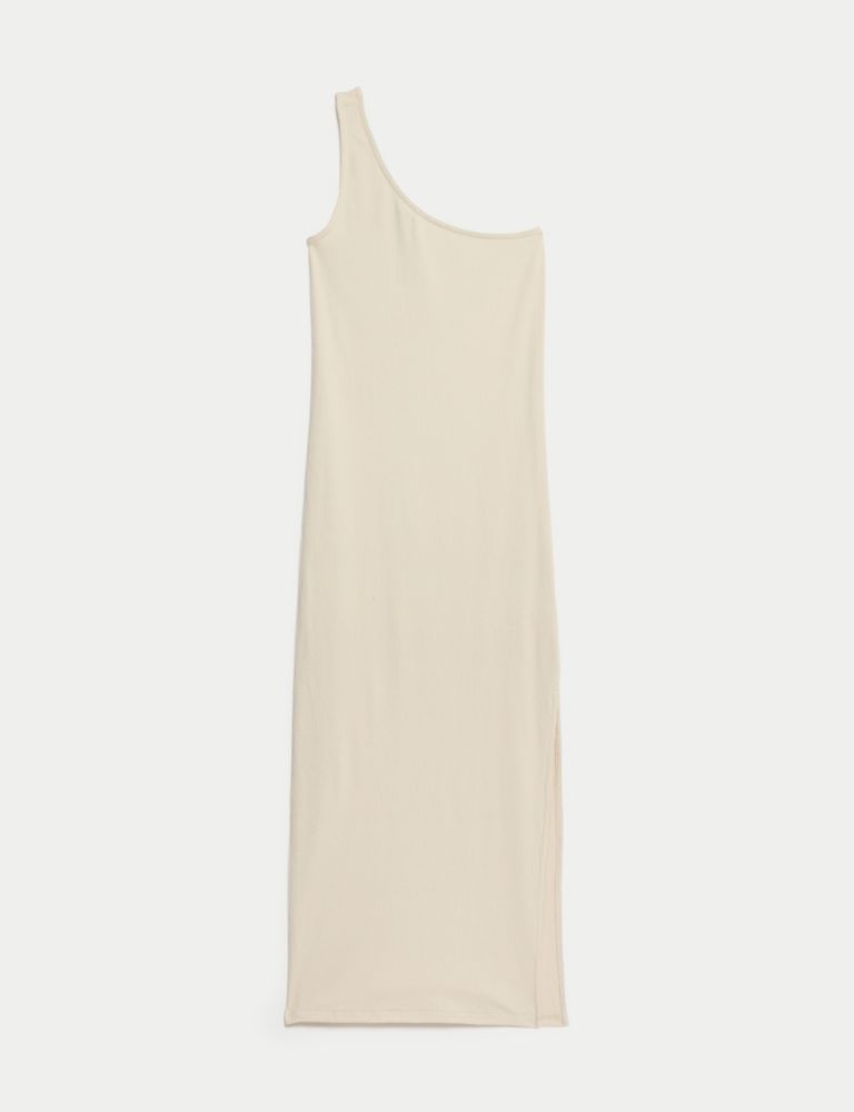 Jersey Ribbed One Shoulder Midi Beach Dress 2 of 4
