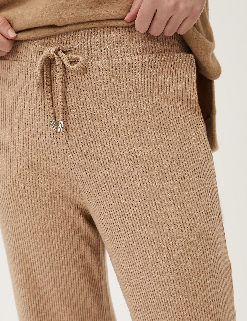 Jersey Ribbed Wide Leg Joggers 2 of 5
