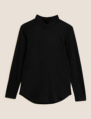 Jersey Roll Neck Relaxed Long Sleeve Top Image 2 of 6