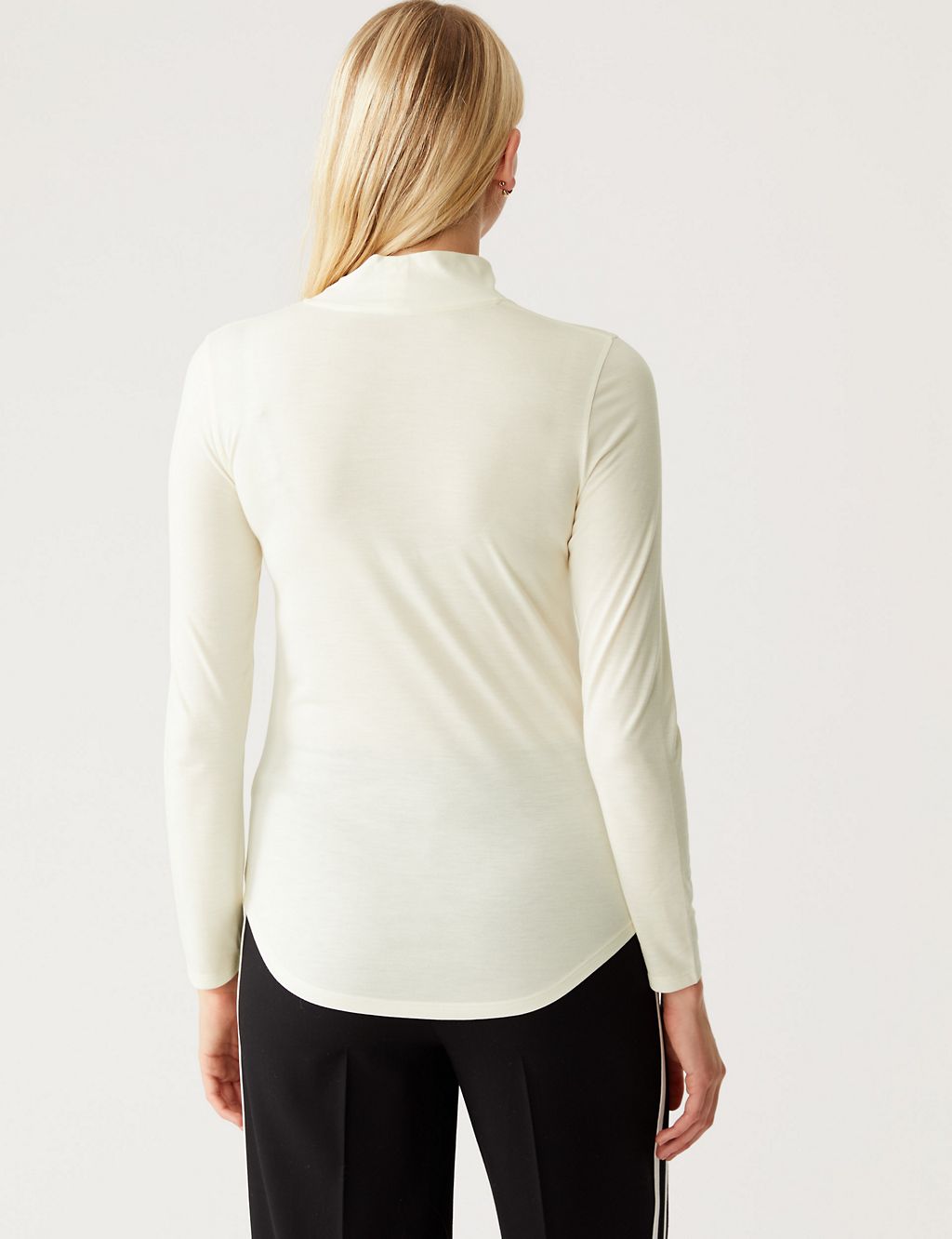 Jersey Roll Neck Relaxed Long Sleeve Top 5 of 6