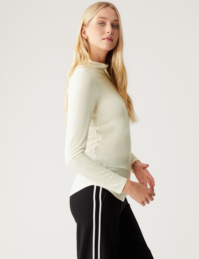 Jersey Roll Neck Relaxed Long Sleeve Top 6 of 6
