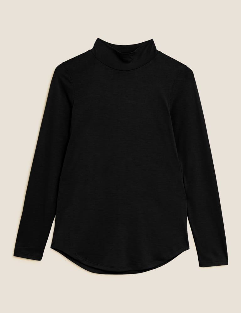 Jersey Roll Neck Relaxed Long Sleeve Top 2 of 6