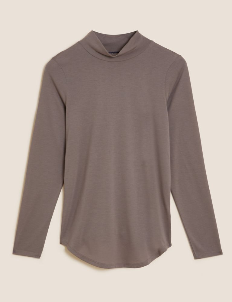 Jersey Roll Neck Relaxed Long Sleeve Top 1 of 1