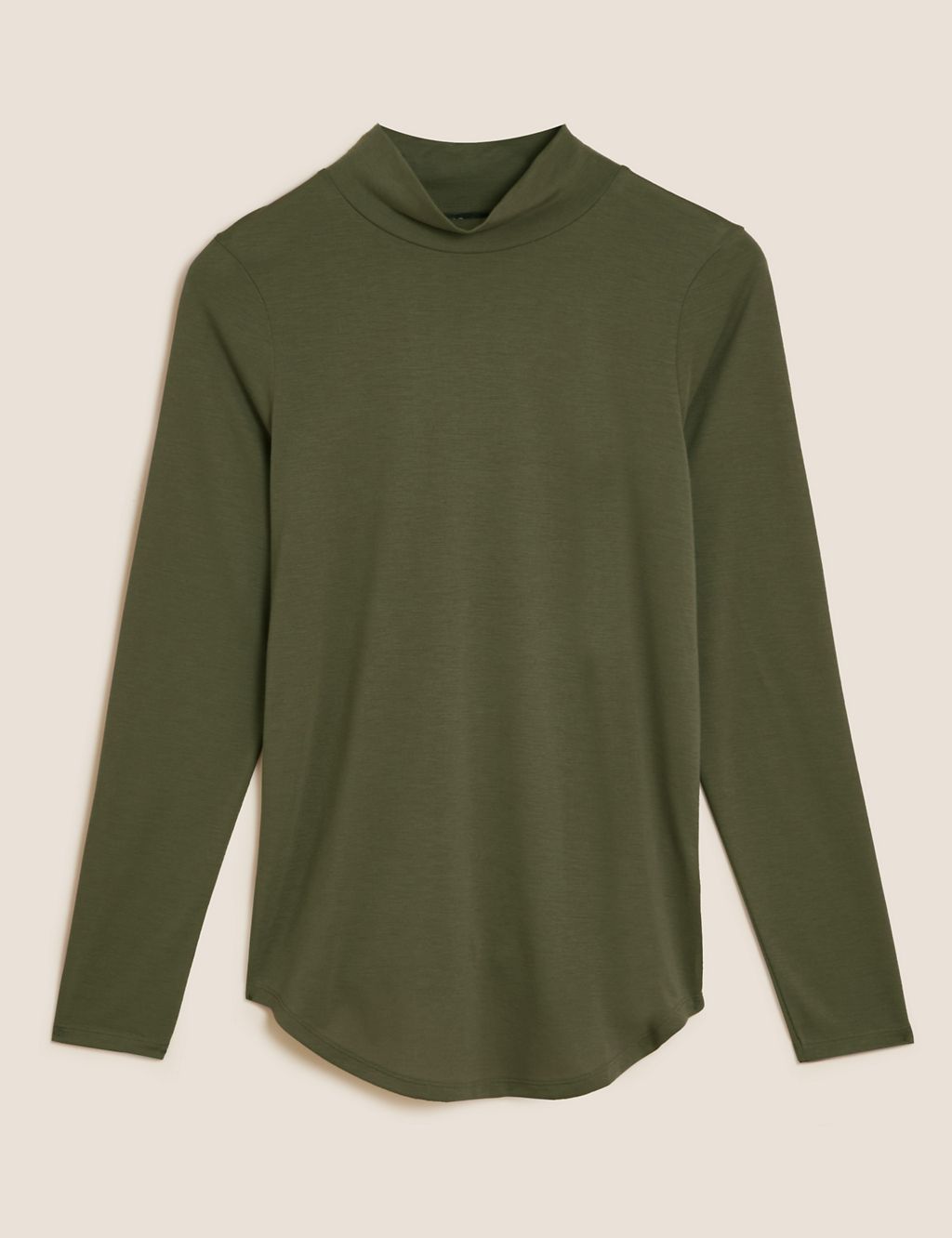 Jersey Roll Neck Relaxed Long Sleeve Top 1 of 5