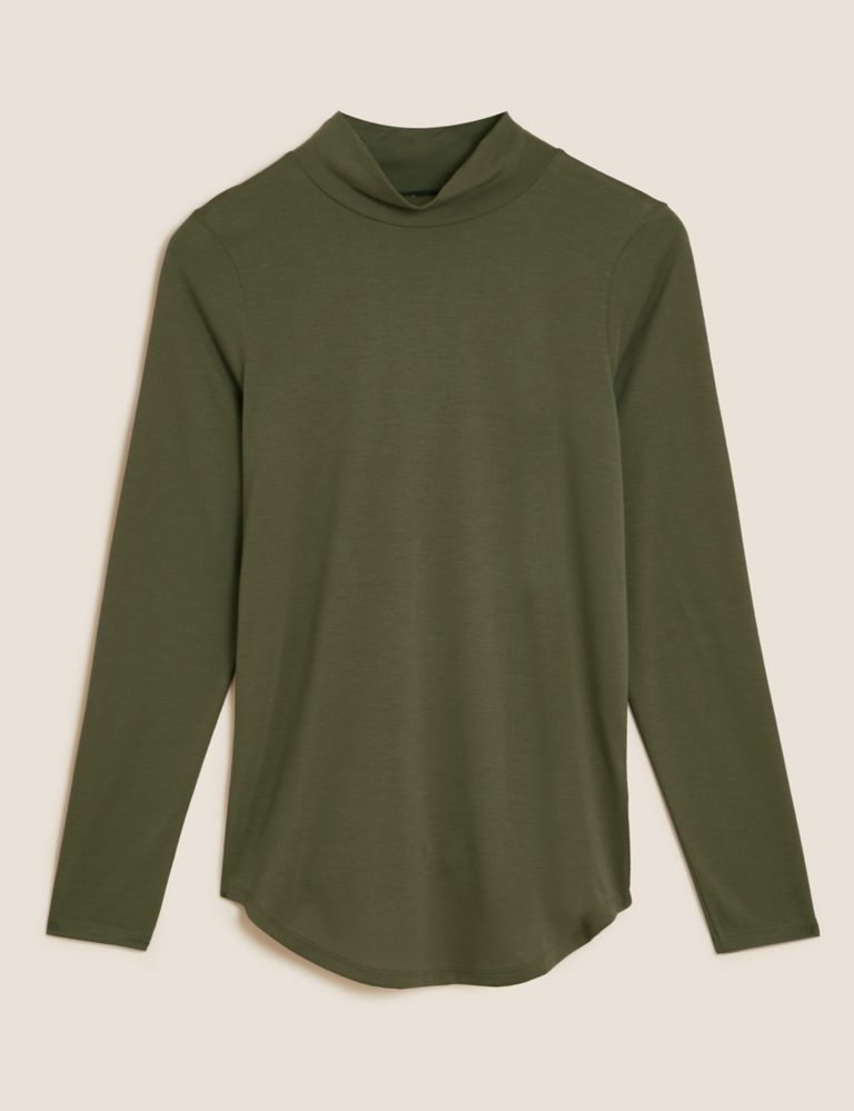 Jersey Roll Neck Relaxed Long Sleeve Top 2 of 5