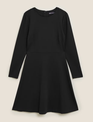 black knee length skater dress