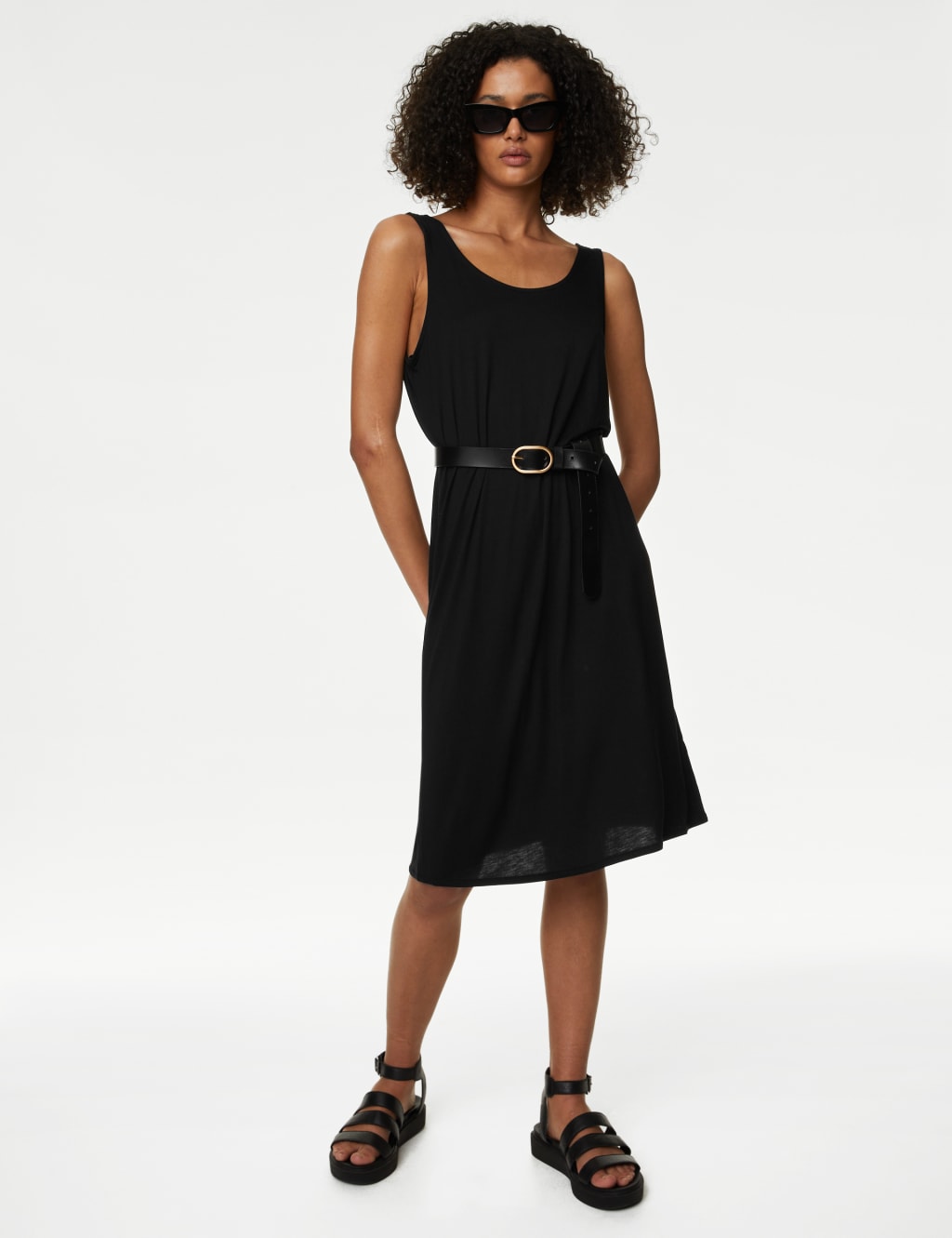Black knee length slip hot sale