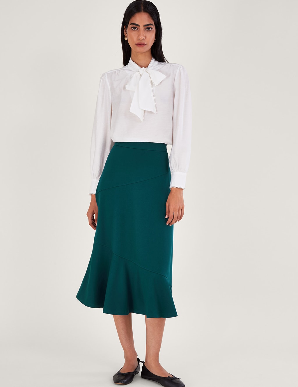 Jersey Ruffle Midi A Line Skirt Monsoon M S