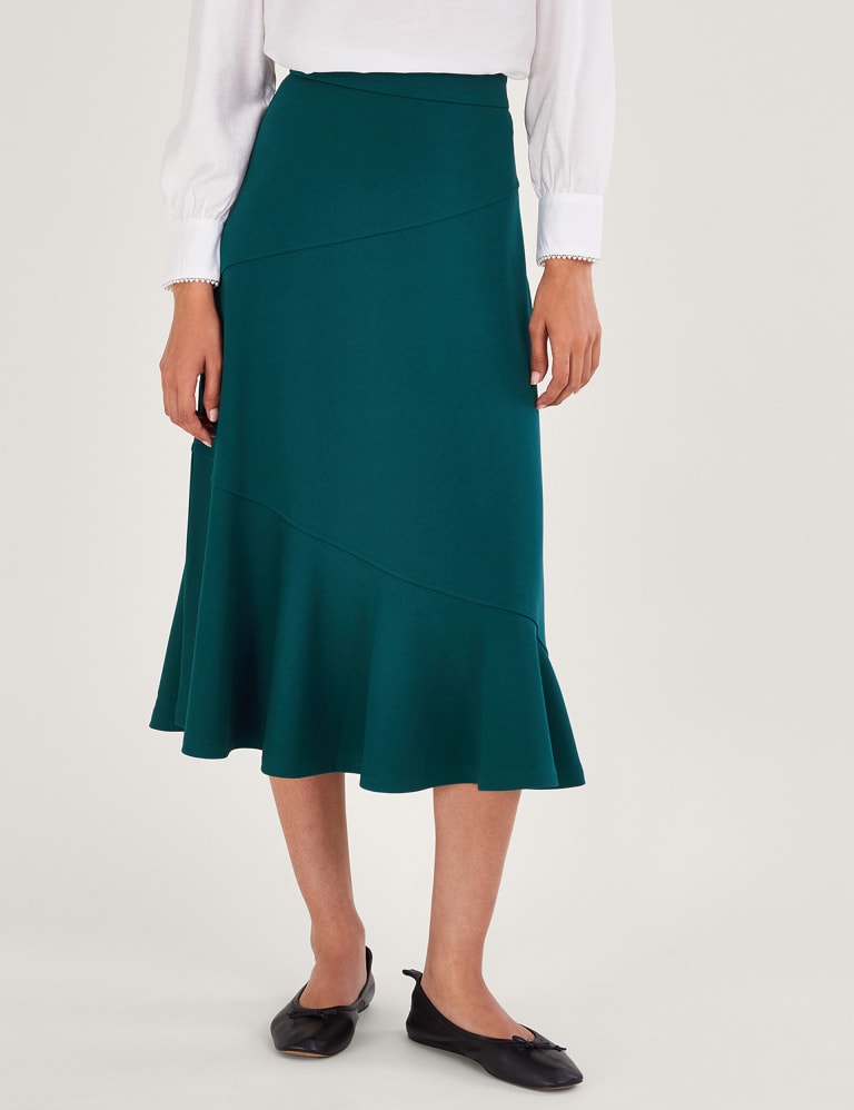 Jersey Ruffle Midi A Line Skirt