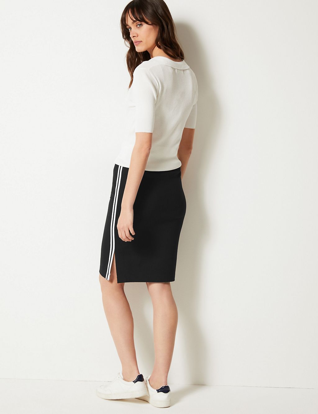 Jersey Side Stripe Slit Skirt 2 of 5