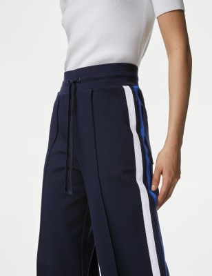 Jersey Side Stripe Wide Leg Trousers