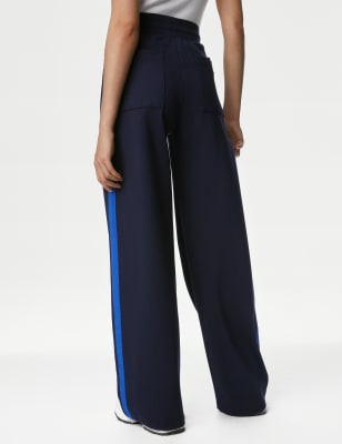 Navy trousers with side on sale stripe