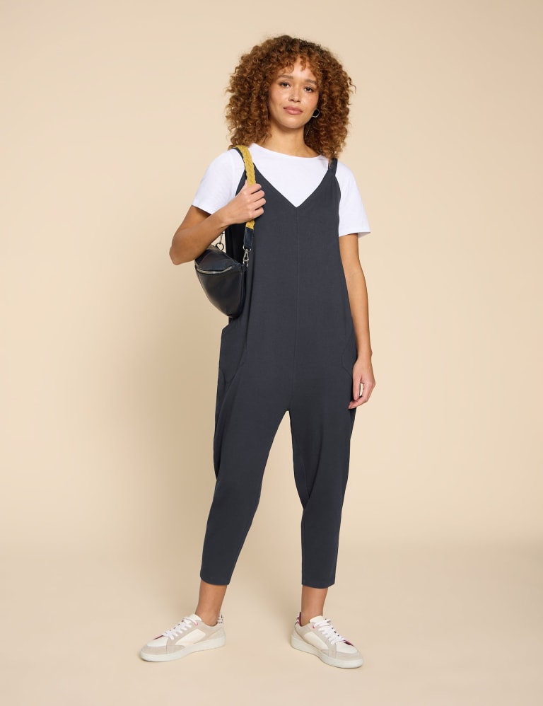 Jersey Sleeveless Cropped Jumpsuit White Stuff M S