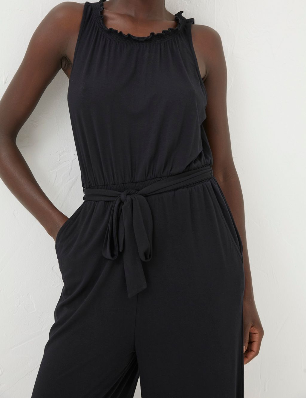 Jersey Sleeveless Cropped Wide Leg Jumpsuit 4 of 5