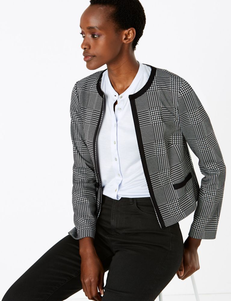 Jersey Slim Checked Short Jacket 1 of 4