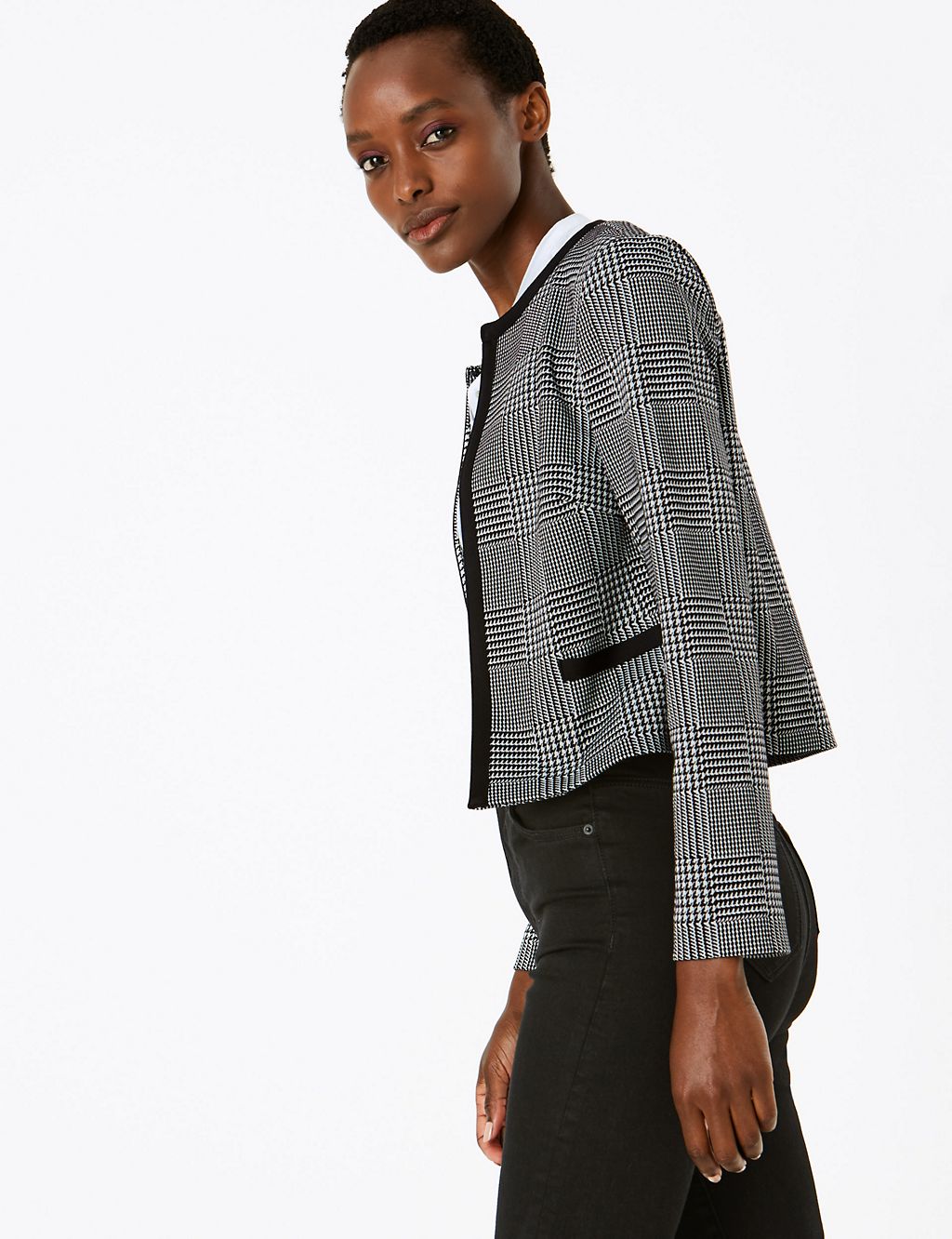 Jersey Slim Checked Short Jacket 2 of 4