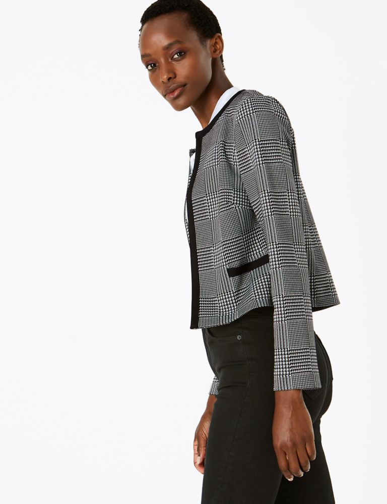 Jersey Slim Checked Short Jacket 3 of 4