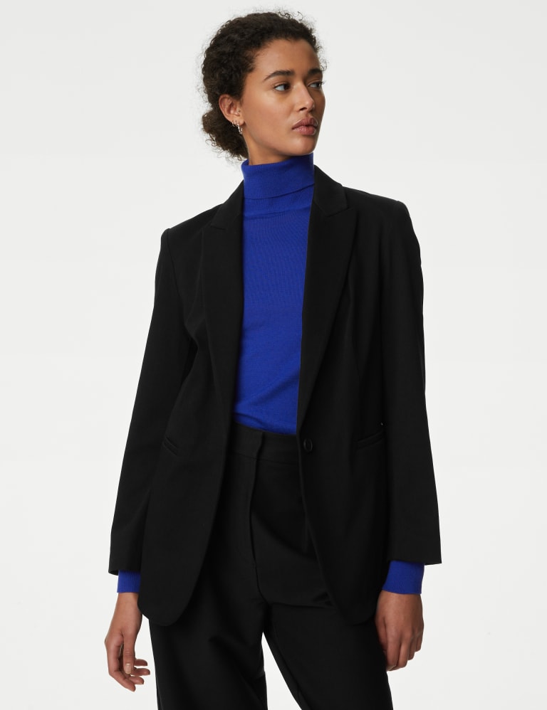 Ladies navy store jersey blazer