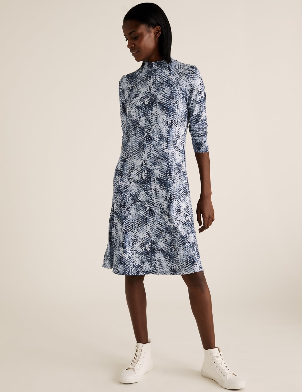Jersey Snake Print Knee Length Swing Dress M S Collection M S