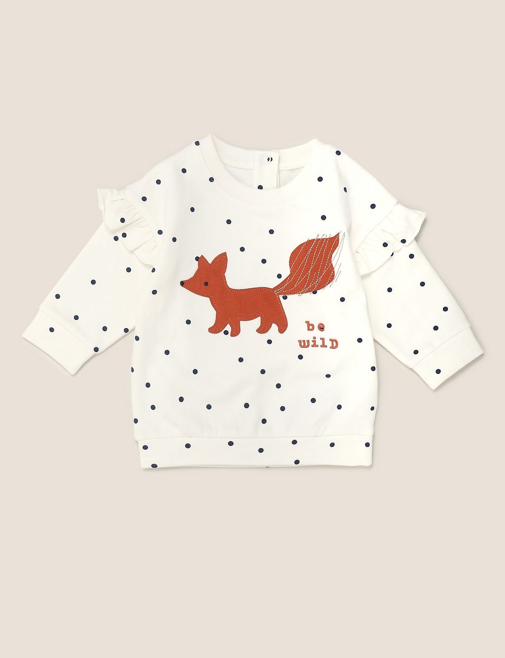Jersey Spot Print Fox Applique Sweatshirt (0-3 Yrs) 1 of 2