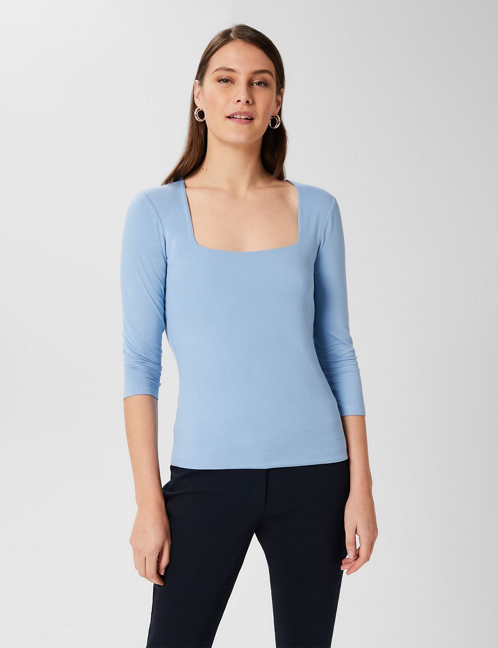 Jersey Square Neck 3/4 Sleeve Top 3 of 5