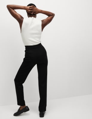 Mid-rise straight jersey pants