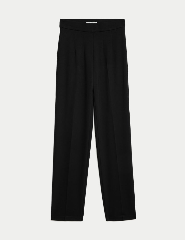 Jersey Straight Leg Trousers with Stretch M S Collection M S