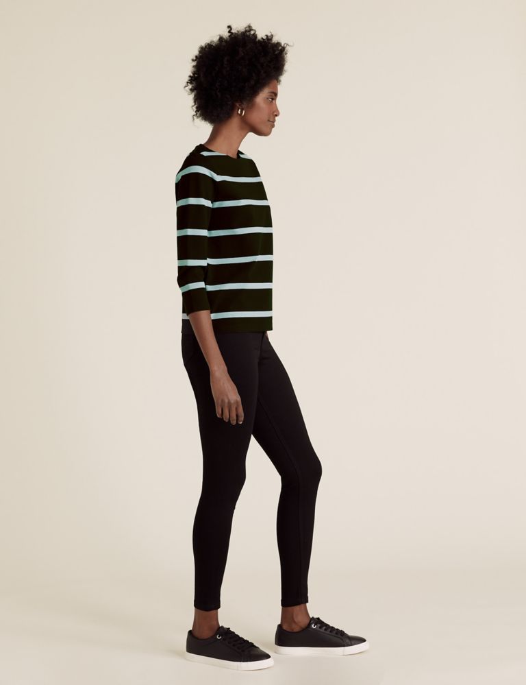 Jersey Striped Crew Neck 3/4 Sleeve Top 3 of 5