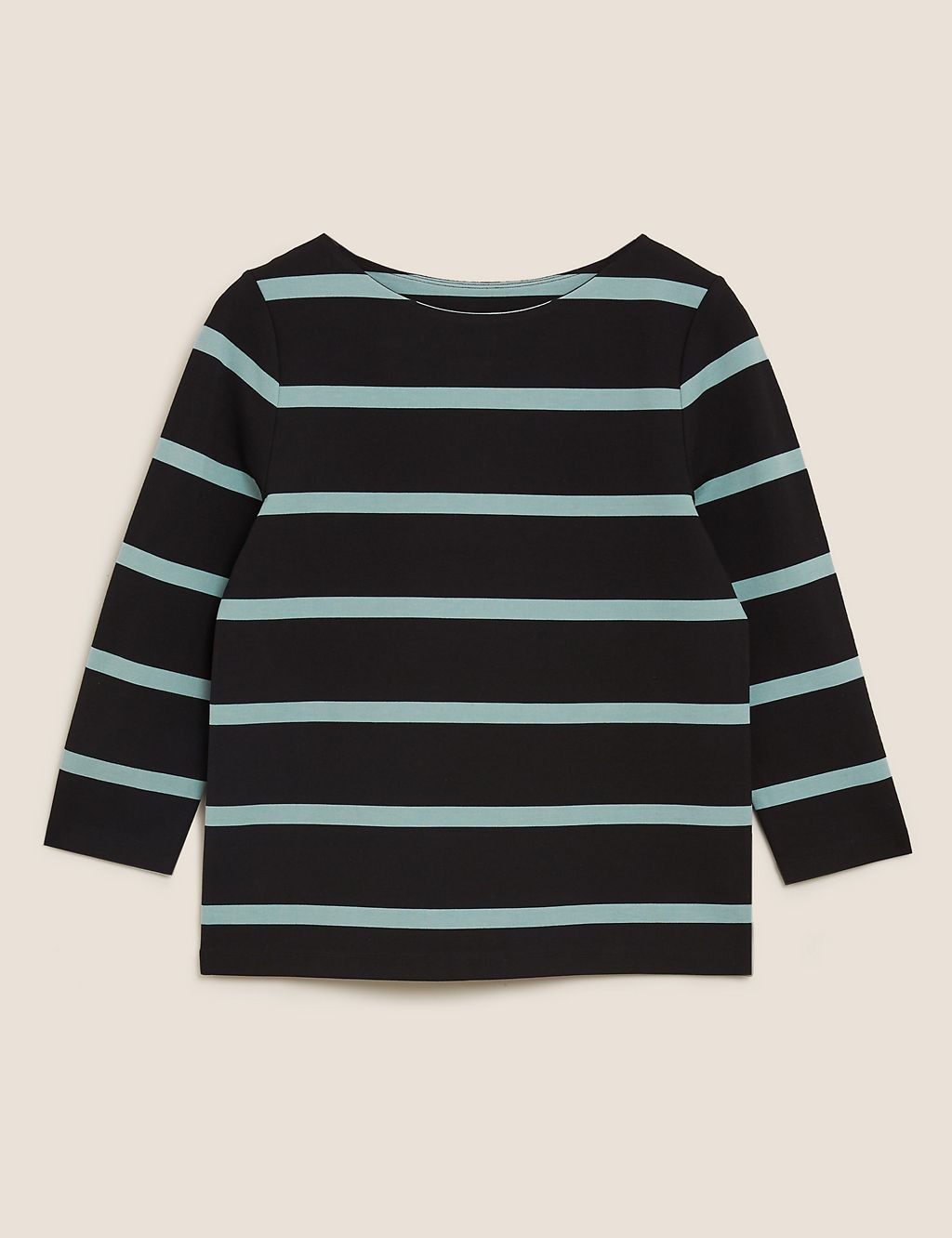 Jersey Striped Crew Neck 3/4 Sleeve Top 1 of 5