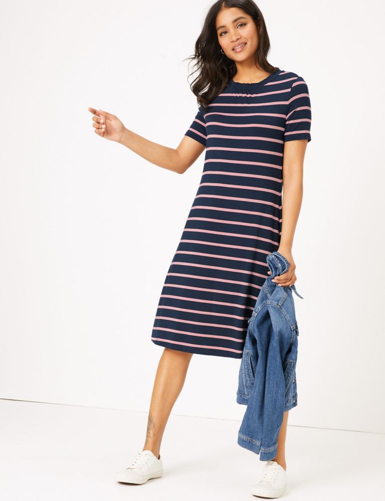 Jersey Striped Knee Length Swing Dress | M&S Collection | M&S