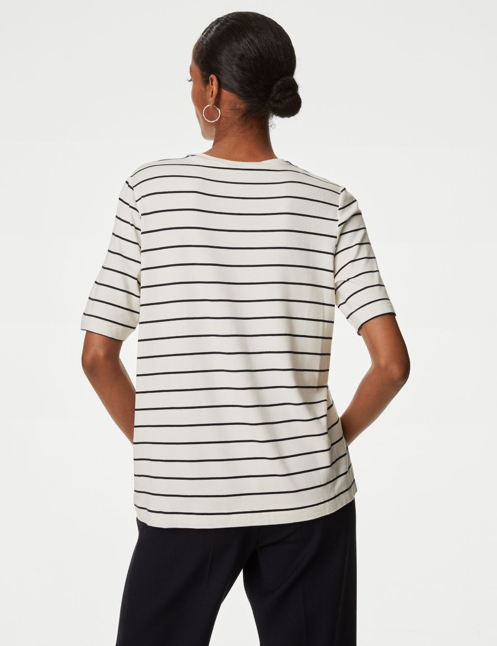 Jersey Striped Round Neck Relaxed T-Shirt 5 of 5