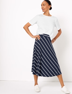 Long striped jersey outlet skirt