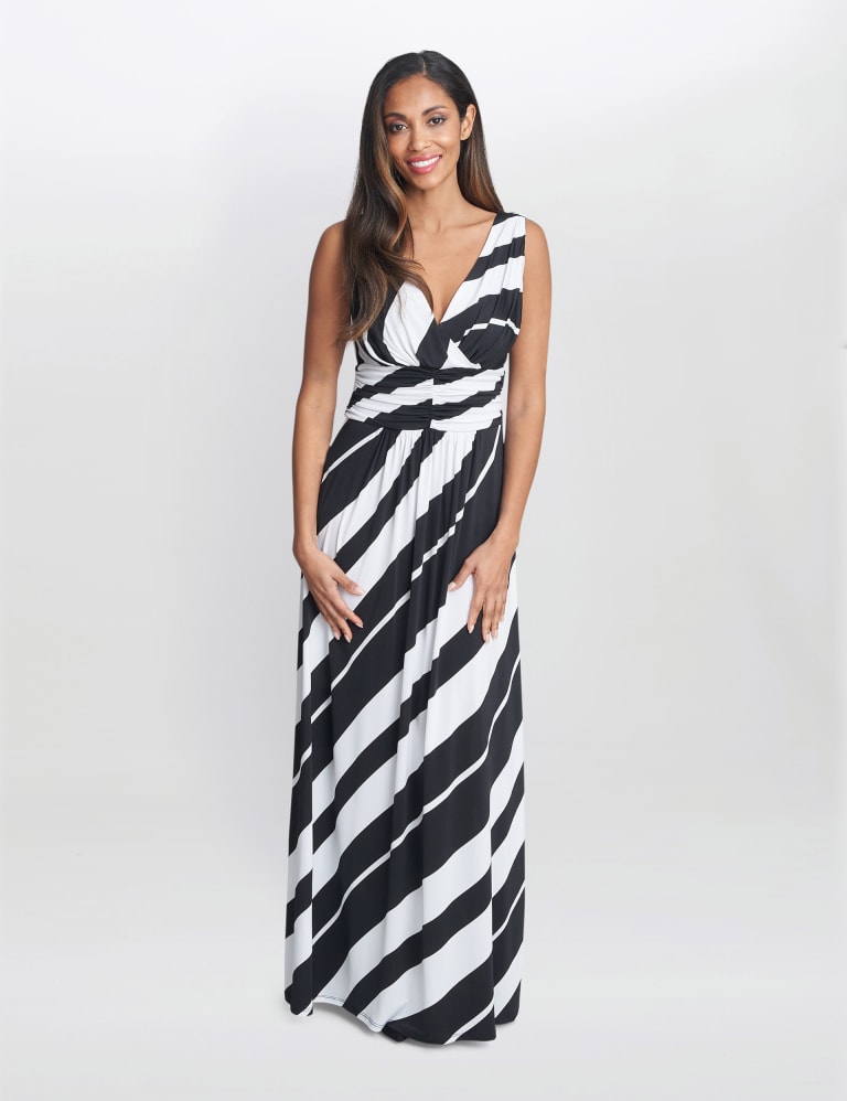 Women's striped maxi dress sales