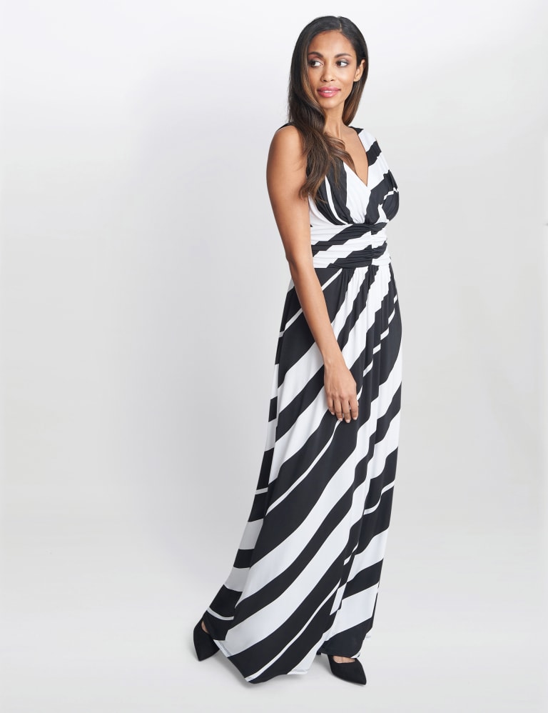 Striped jersey maxi dress discount