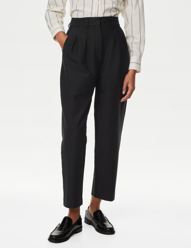 Cotton ankle grazer trousers, length 25 Anne Weyburn