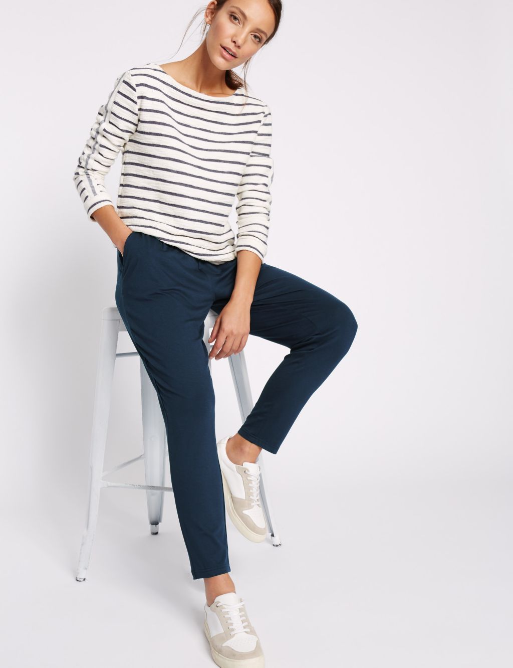 Jersey Tapered Leg Trousers | M&S Collection | M&S