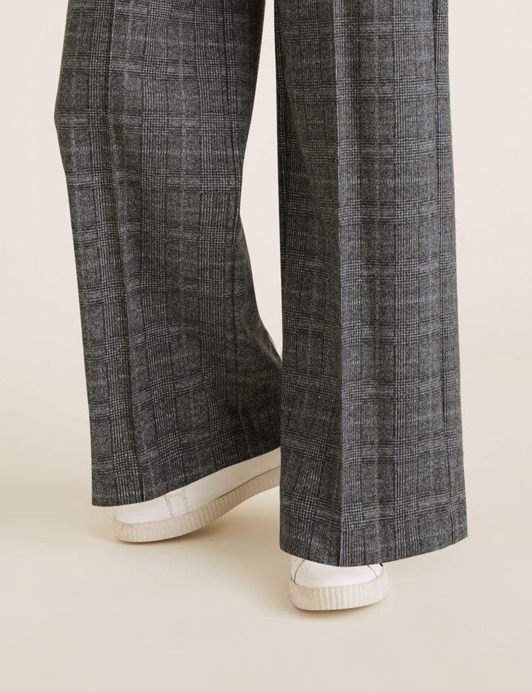 Jersey Textured Checked Wide Leg Trousers 5 of 5