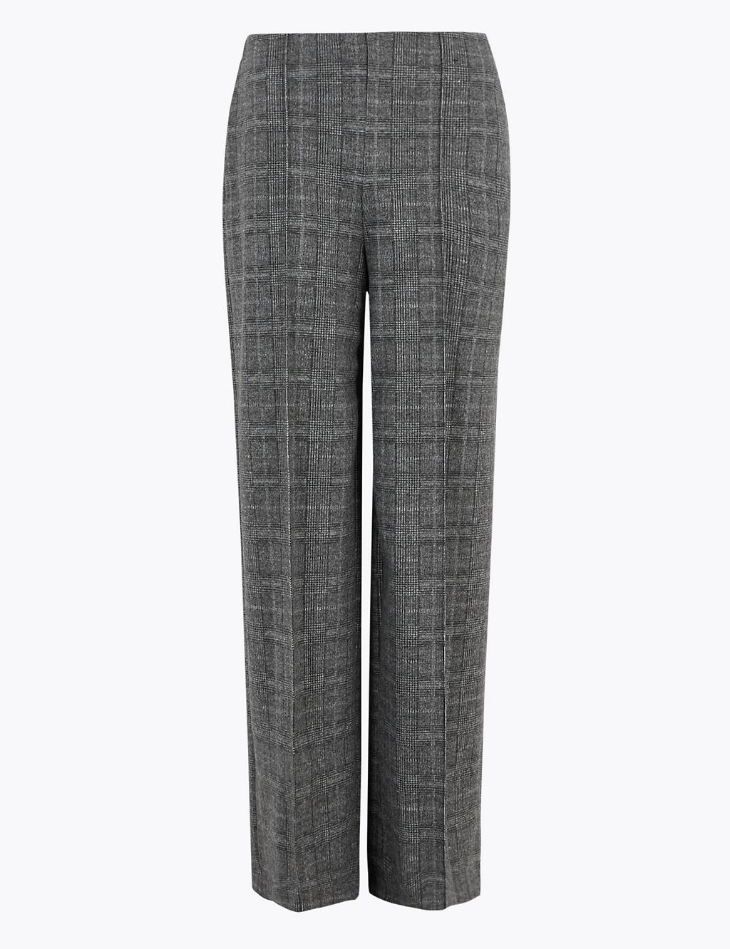 Jersey Textured Checked Wide Leg Trousers 1 of 5