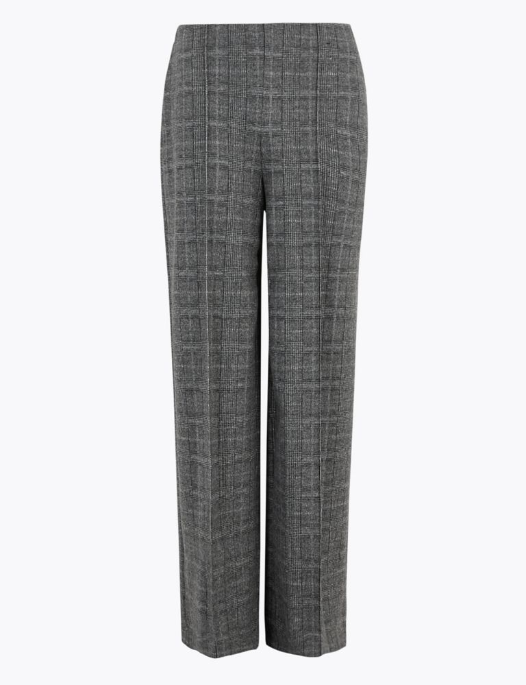 Jersey Textured Checked Wide Leg Trousers 2 of 5