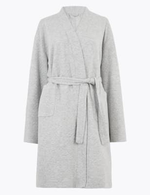 white jersey dressing gown