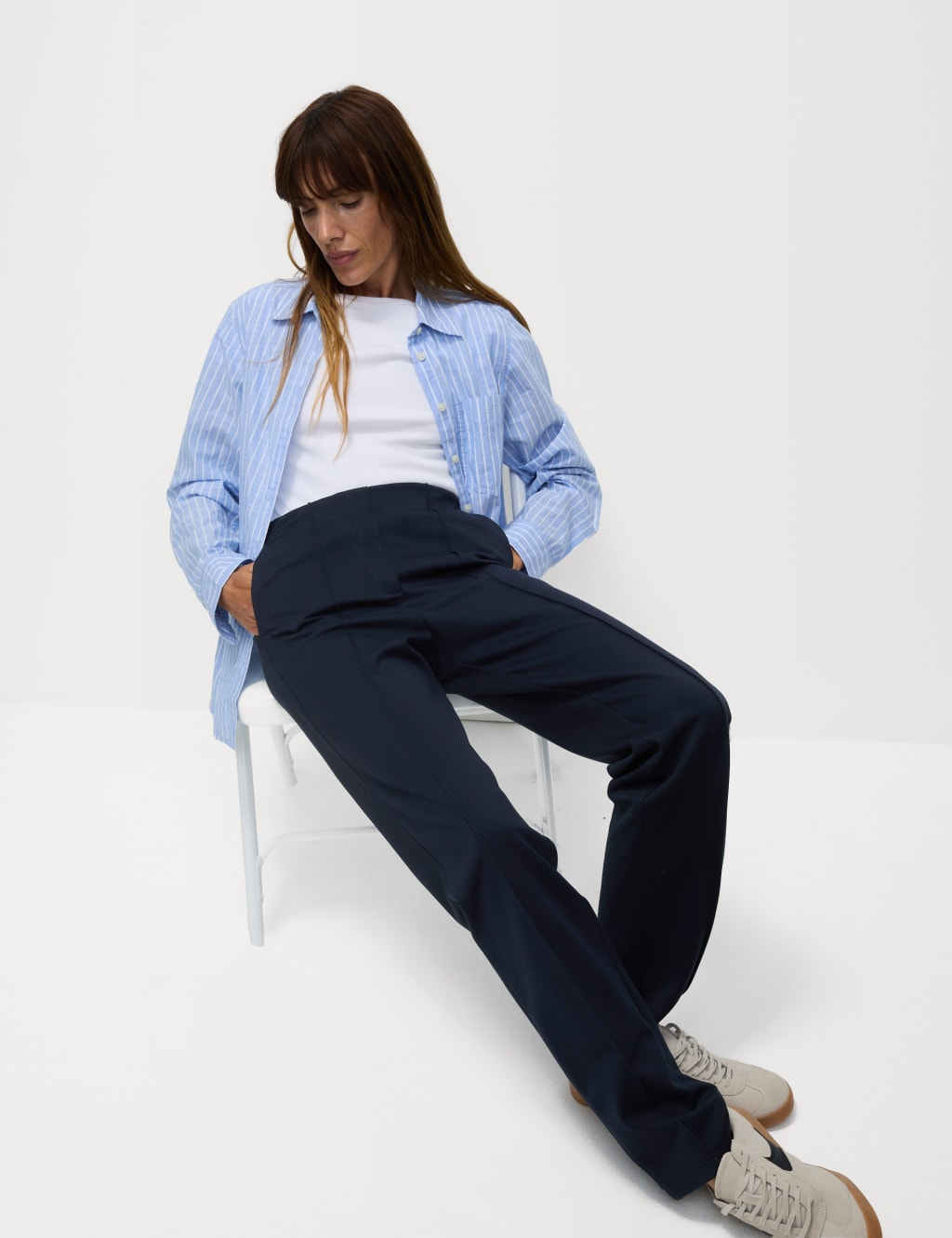 Jersey Twill Straight Leg Trousers M S Collection M S