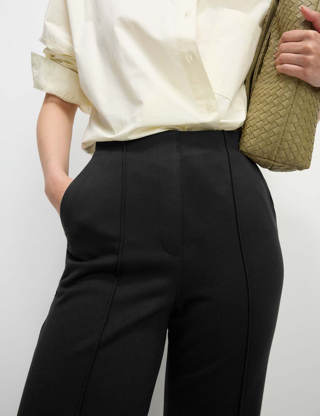 Ladies black straight leg trousers 2025