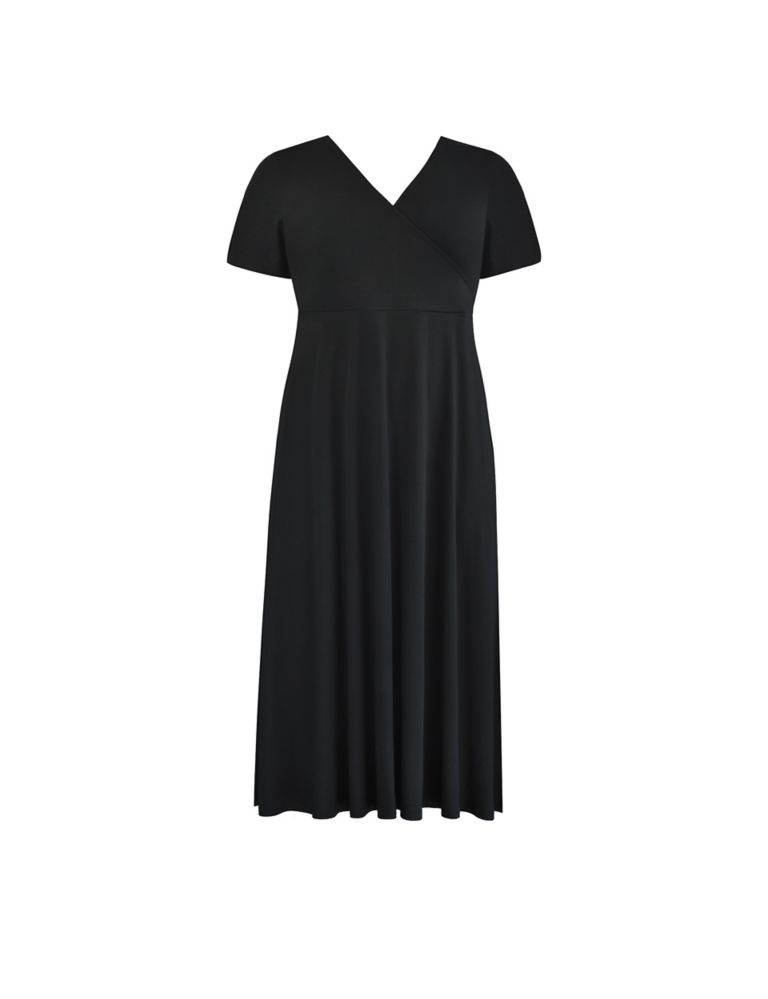 Jersey V-Neck Midi Relaxed Wrap Dress 2 of 6