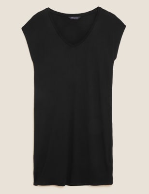 sleeveless v neck t shirt dress