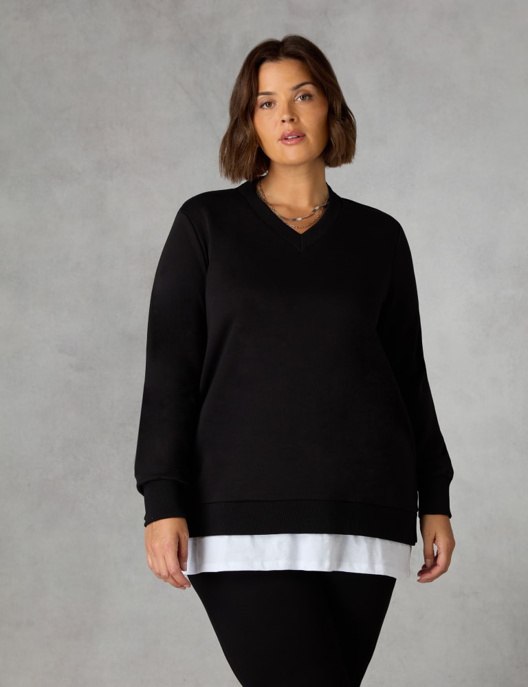 Plus size v neck sweatshirt store