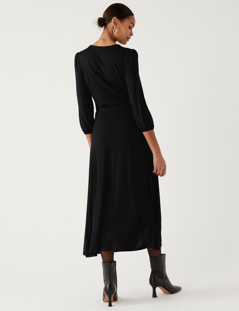 Jersey V-Neck Tie Waist Midi Tea Dress | M&S Collection | M&S