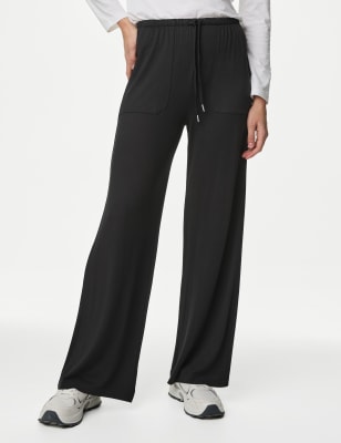 Woven Elasticated Waist Wide Leg Trousers, M&S Collection