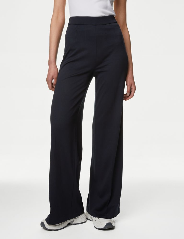 Jersey Wide Leg Trousers with Stretch 3 of 5