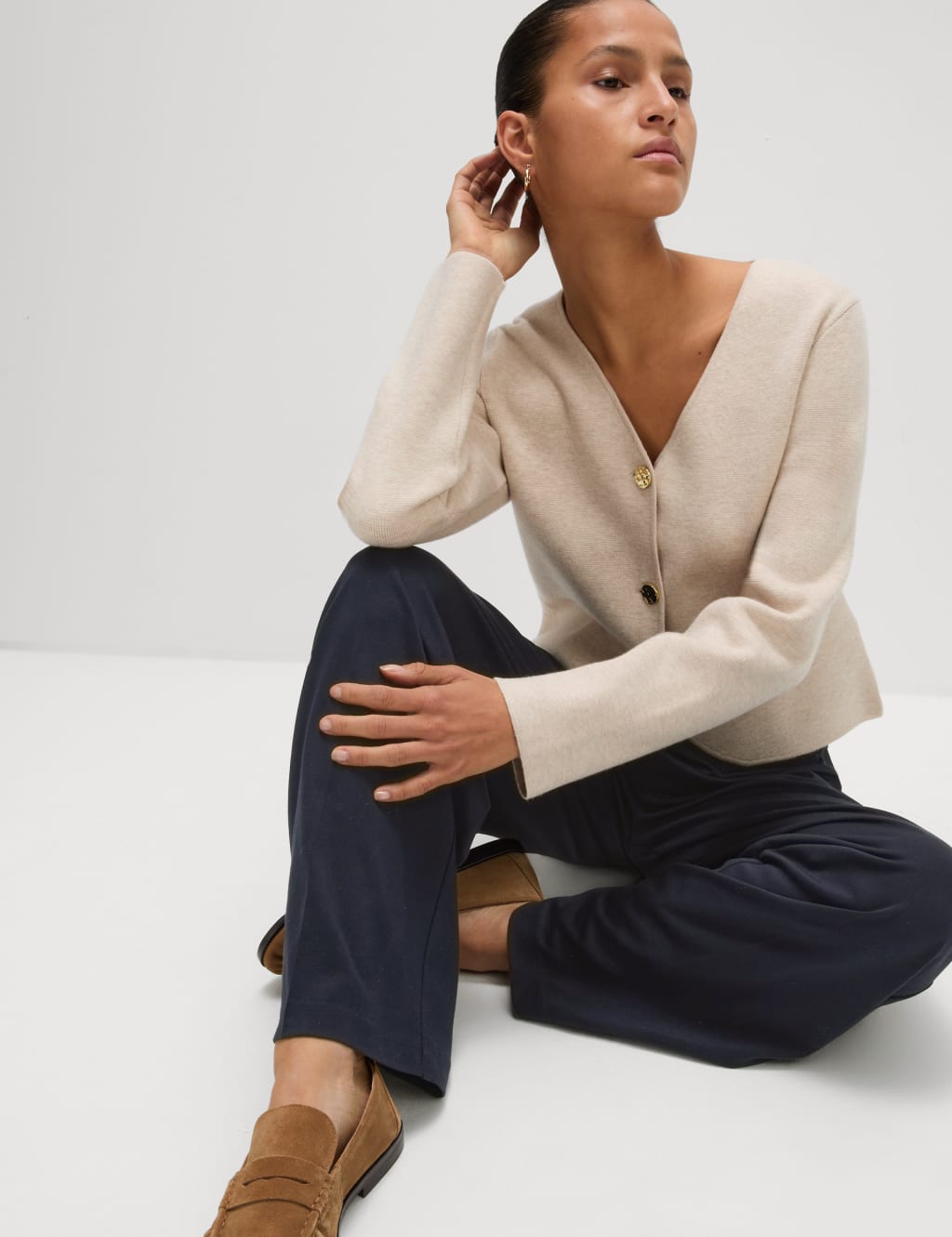 Jersey Wide Leg Trousers with Stretch 5 of 6