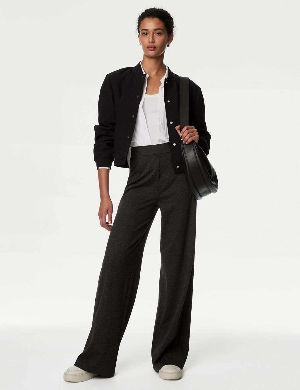 Jersey Wide Leg Trousers with Stretch 3 of 5